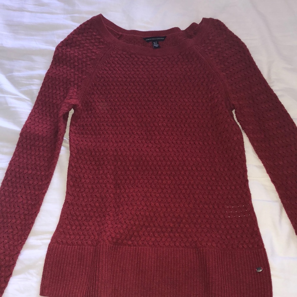 Long Sleeve dark red Sweater- American Eagle